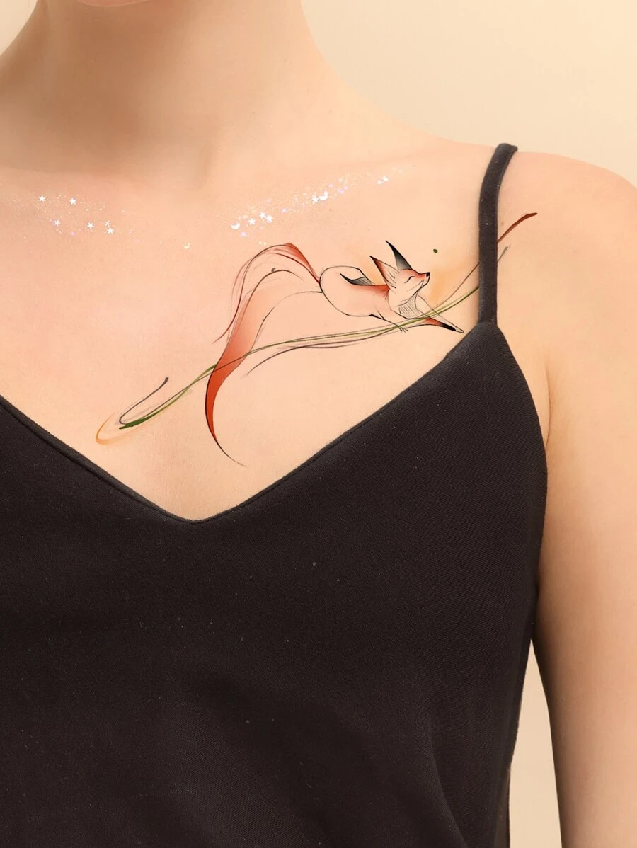 Tiebeauty 1 hình xăm con cáo - Nhiều màu - Xem 1