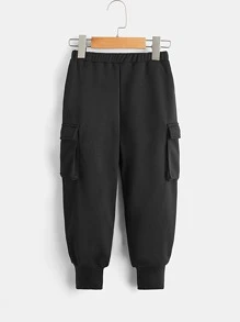 SHEIN Toddler Boys Flap Pocket Sweatpants - Black - View 1