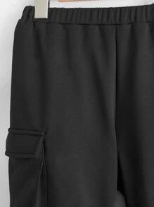 SHEIN Toddler Boys Flap Pocket Sweatpants - Black - View 3