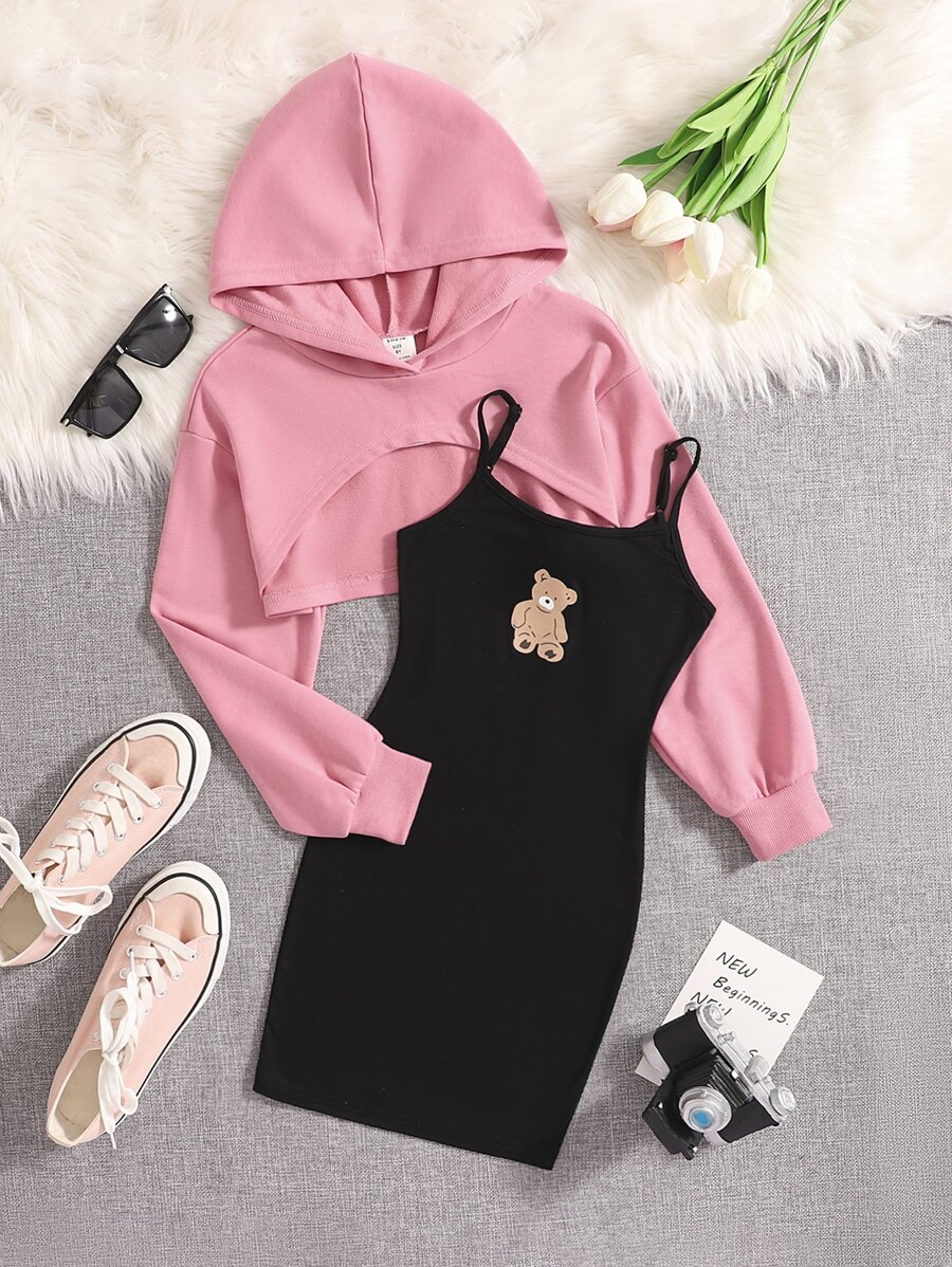 SHEIN Bộ hai mảnh Gái Hoạt hình Giải trí - Hồng - Xem 1
