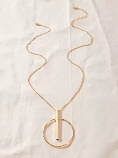 BizChic Colar de pingente Quadrado & ciclo