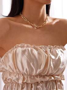 BizChic Collar de cadena minimalista - Amarillo Oro - Ver 2