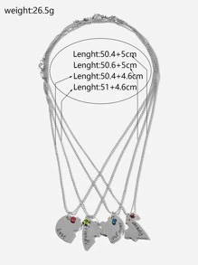 SHEIN ICON 4 cái Rhinestone Chi tiết Trái tim Mặt dây chuyền Vòng cổ - Bạc - Xem 3