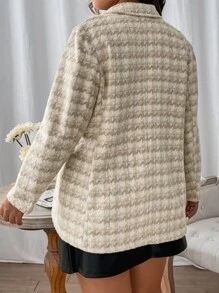 SHEIN Franclia Plus Double Breasted Flap Detail Blazer - Multicolor - View 3