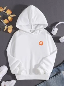 Áo nỉ in hình khẩu hiệu dành cho bé gái tuổi teen - trắng - Xem 2