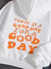 Áo nỉ in hình khẩu hiệu dành cho bé gái tuổi teen - trắng - Xem 4