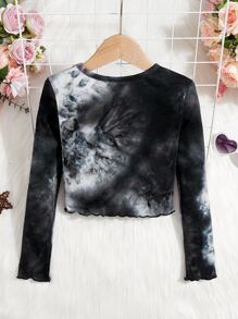 SHEIN Tween Girl 休閒圓領紮染t卹 秋冬