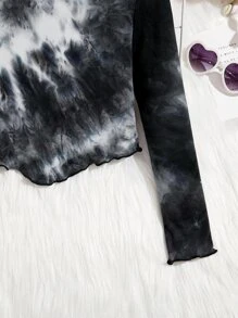 SHEIN Tween Girl 休閒圓領紮染t卹 秋冬