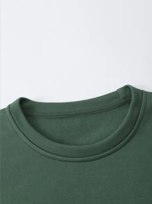 SHEIN LUNE 花和標語圖案加絨內裏運動衫