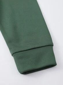 SHEIN LUNE 花和標語圖案加絨內裏運動衫