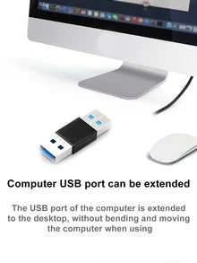 Adaptador de cable de cargador USB a USB - Negro - Ver 4