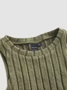 SHEIN MOD Solid Ribbed Knit Tank Top - Army Green - View 3