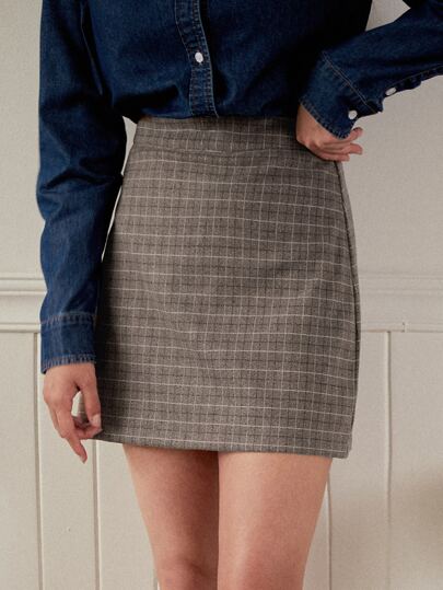 DAZY Plaid Print Zip Back Skirt