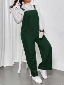 Flirla Mono overol unicolor sin camiseta - Verde Oscuro - Ver 6