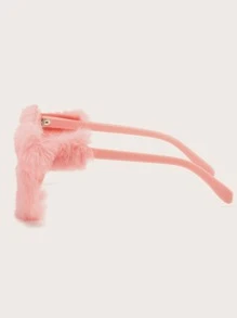 1 Pair Fashion Heart Shaped Plush Decorated Eyeglasses For Women - Pink - View 3