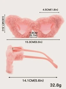 1 Pair Fashion Heart Shaped Plush Decorated Eyeglasses For Women - Pink - View 5