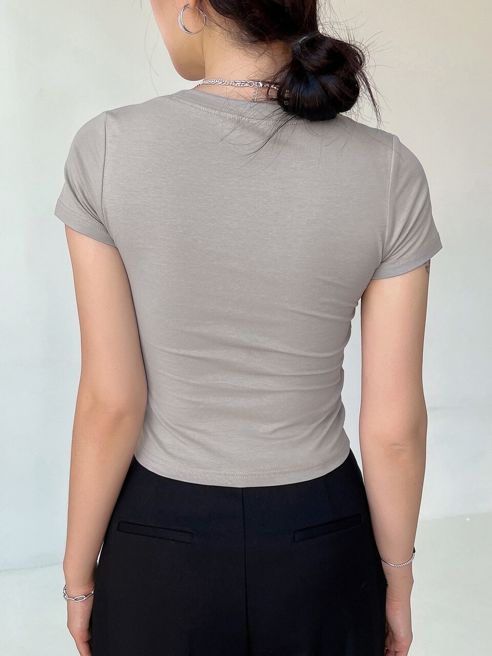 Women Star Print Crop Tee Y2k