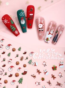 Beauty Sticker 2sheets Christmas Santa Pattern Nail Art Sticker - Multicolor - View 4
