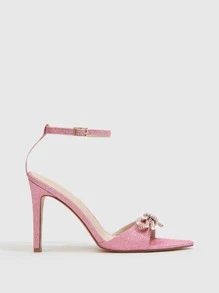 CUCCOO SZL Women Rhinestone Decor Mules, PVC Sculptural Heeled Glamorous Sandals Hot Pink - Pink - View 5