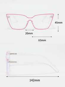 1pc Women's Plastic Dual Color Neon Cat Eye Fashion Personalized Plus Size Glasses - Hot Pink - View 5