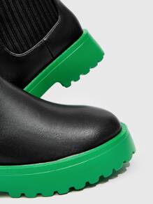 CUCCOO GRLICON Giày nữ thời trang tối giản Slip-On đan bốt đen - màu đen - Xem 3