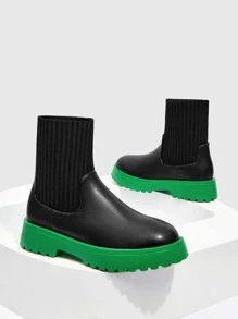 CUCCOO GRLICON Giày nữ thời trang tối giản Slip-On đan bốt đen - màu đen - Xem 4