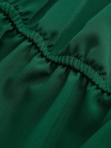 SHEIN Unity Plus Cold Shoulder Flounce Sleeve Ruffle Trim Knot Front Dress