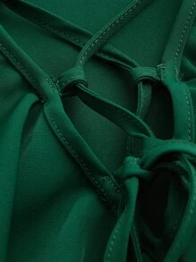 SHEIN Unity Plus Cold Shoulder Flounce Sleeve Ruffle Trim Knot Front Dress