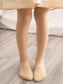 Toddler Girls Solid Tights - Apricot - View 1