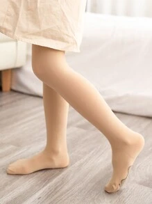 Toddler Girls Solid Tights - Apricot - View 3