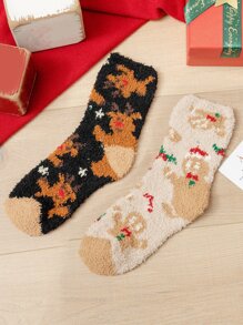 2 đôi tất cổ cao cổ họa tiết hươu san hô thoải mái cho nam mùa đông, ấm áp - Nhiều màu - Xem 1