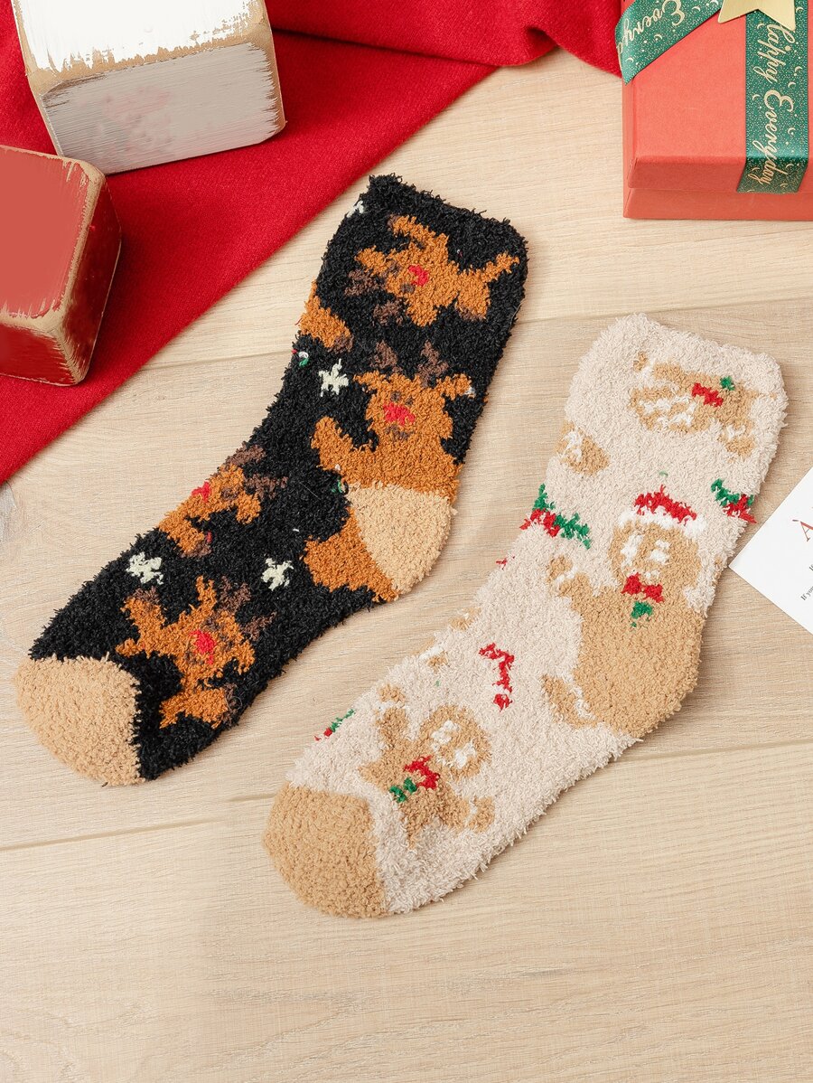 2 đôi tất cổ cao cổ họa tiết hươu san hô thoải mái cho nam mùa đông, ấm áp - Nhiều màu - Xem 1