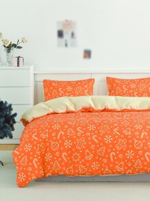 Christmas Crutch & Snowflake Pattern Duvet Cover Set Without Filler - Multicolor - View 2