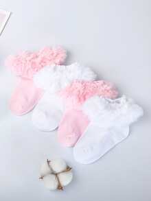 3pairs Toddler Girls Solid Fluffy Ankle Socks - Nhiều màu - Xem 2