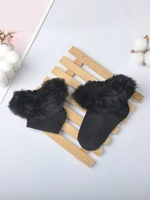 3pairs Toddler Girls Solid Fluffy Ankle Socks - Nhiều màu - Xem 3