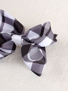 Toddler Girls Gingham Pattern Bow Decor Hair Clip - Multicolor - View 2