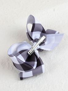 Toddler Girls Gingham Pattern Bow Decor Hair Clip - Multicolor - View 4