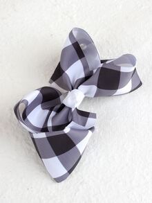 Toddler Girls Gingham Pattern Bow Decor Hair Clip - Multicolor - View 3