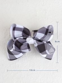 Toddler Girls Gingham Pattern Bow Decor Hair Clip - Multicolor - View 5