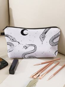 蛇印花化妝包 - 黑與白 - 查看 1