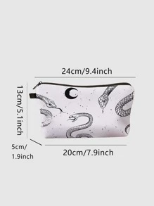 蛇印花化妝包 - 黑與白 - 查看 3