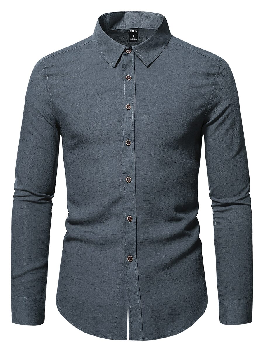 Manfinity Mode 男士素色前排扣襯衫