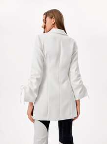 Becci Drawstring Sleeve Wrap Blazer - White - View 2