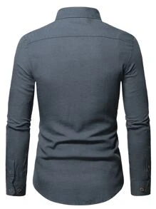 Manfinity Mode 男士素色前排扣襯衫