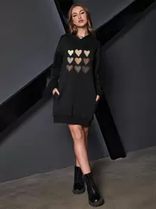 SHEIN LUNE Quần áo thể thao nữ Tim Giải trí - màu đen - Xem 1