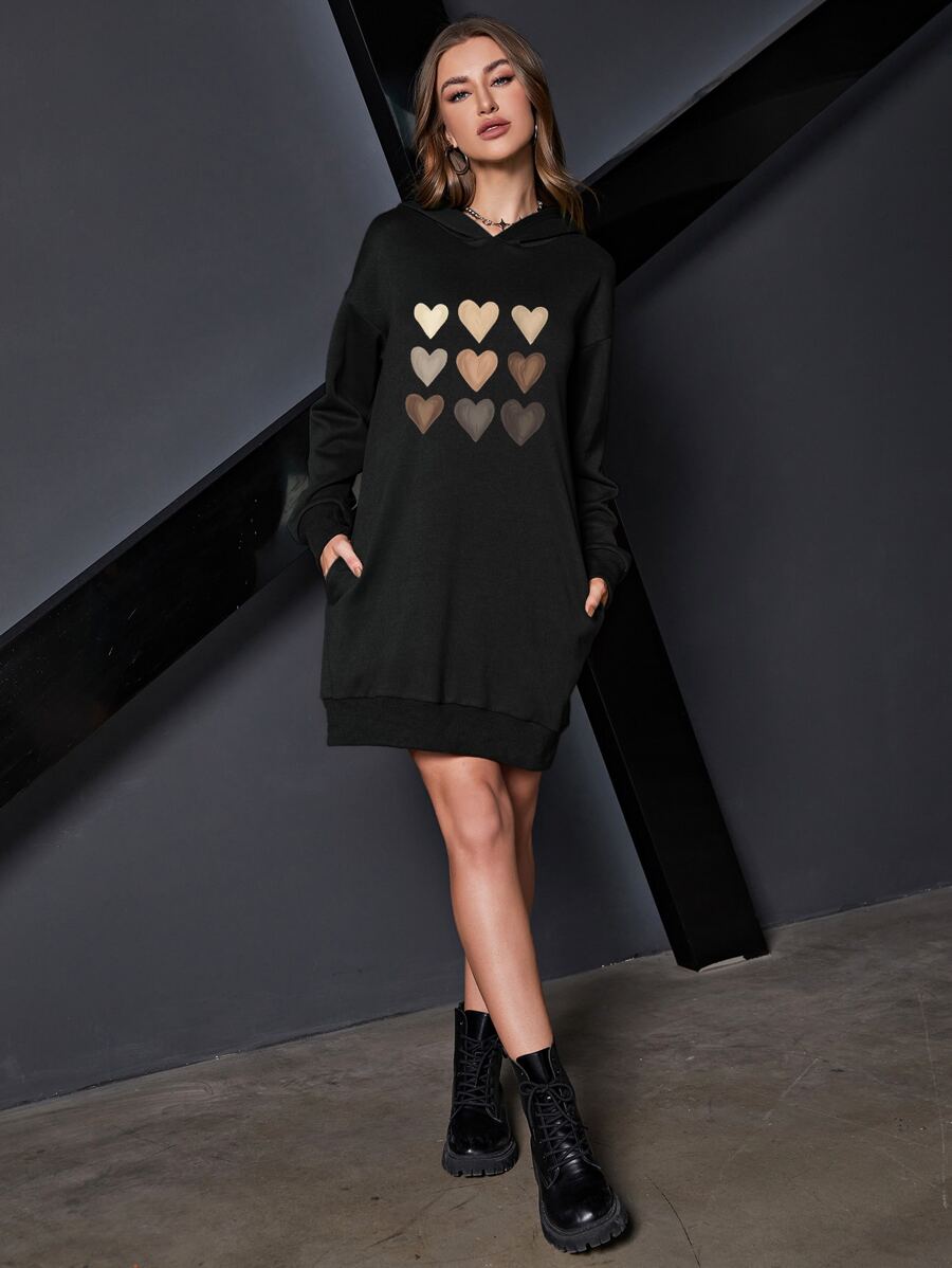 SHEIN LUNE Quần áo thể thao nữ Tim Giải trí - màu đen - Xem 1