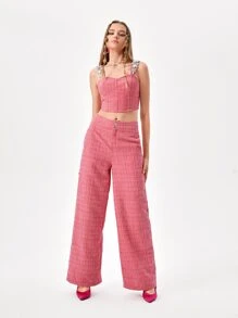 Becci Floral Rhinestone Crop Cami Top - Watermelon Pink - View 5