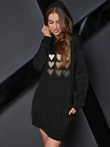 SHEIN LUNE Quần áo thể thao nữ Tim Giải trí - màu đen - Xem 6