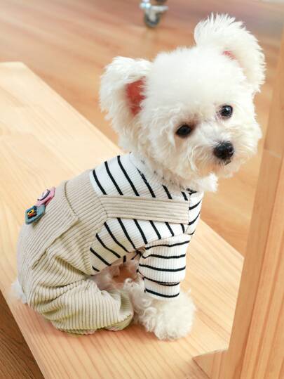 1 pieza Mono con estampado de rayas de mascota