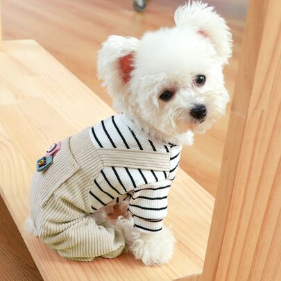 1入組條紋印花寵物連身褲